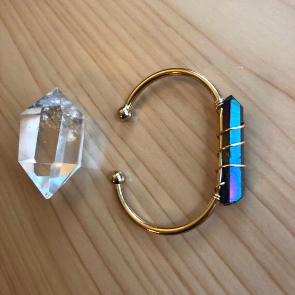 Artisan Rainbow Crystal 14K Gold Plated Bracelet - Picture 3 of 6